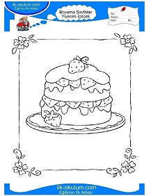 Çocuklar İçin Yaş-Pasta Boyama Sayfaları 